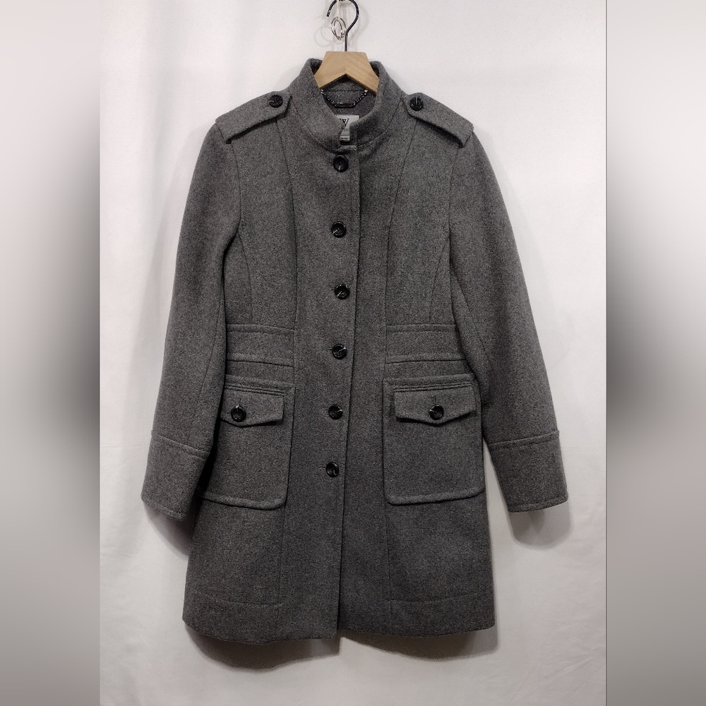 Worthington Wool Blend Classic Trench Coat Womens M Gray Preppy Dark Academia